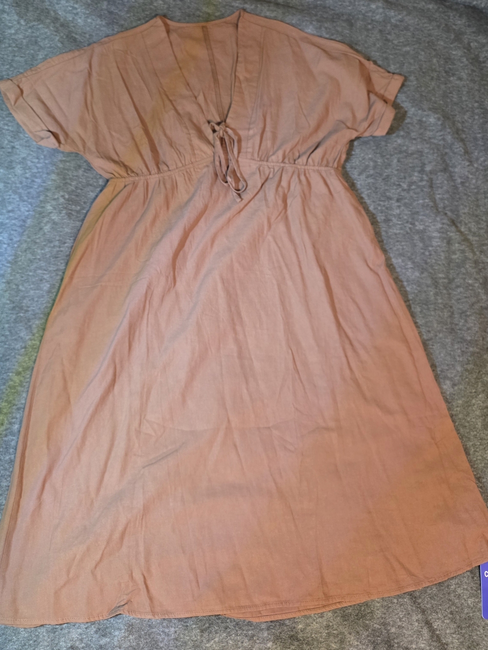 Casual Rust Tie-Front Maxi Dress